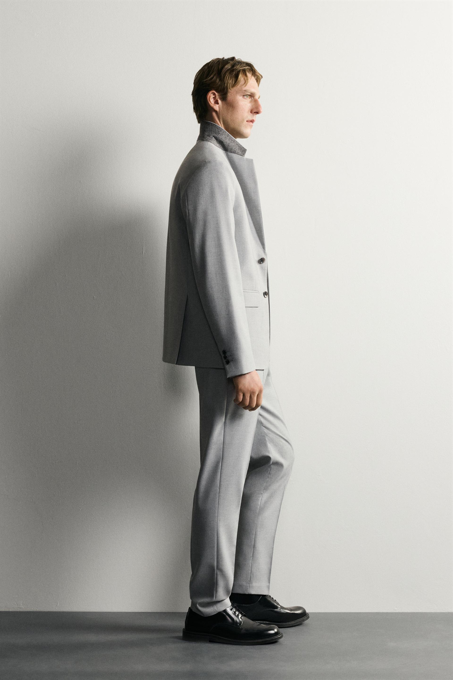 Zara COMFORT SUIT TROUSERS — Grey