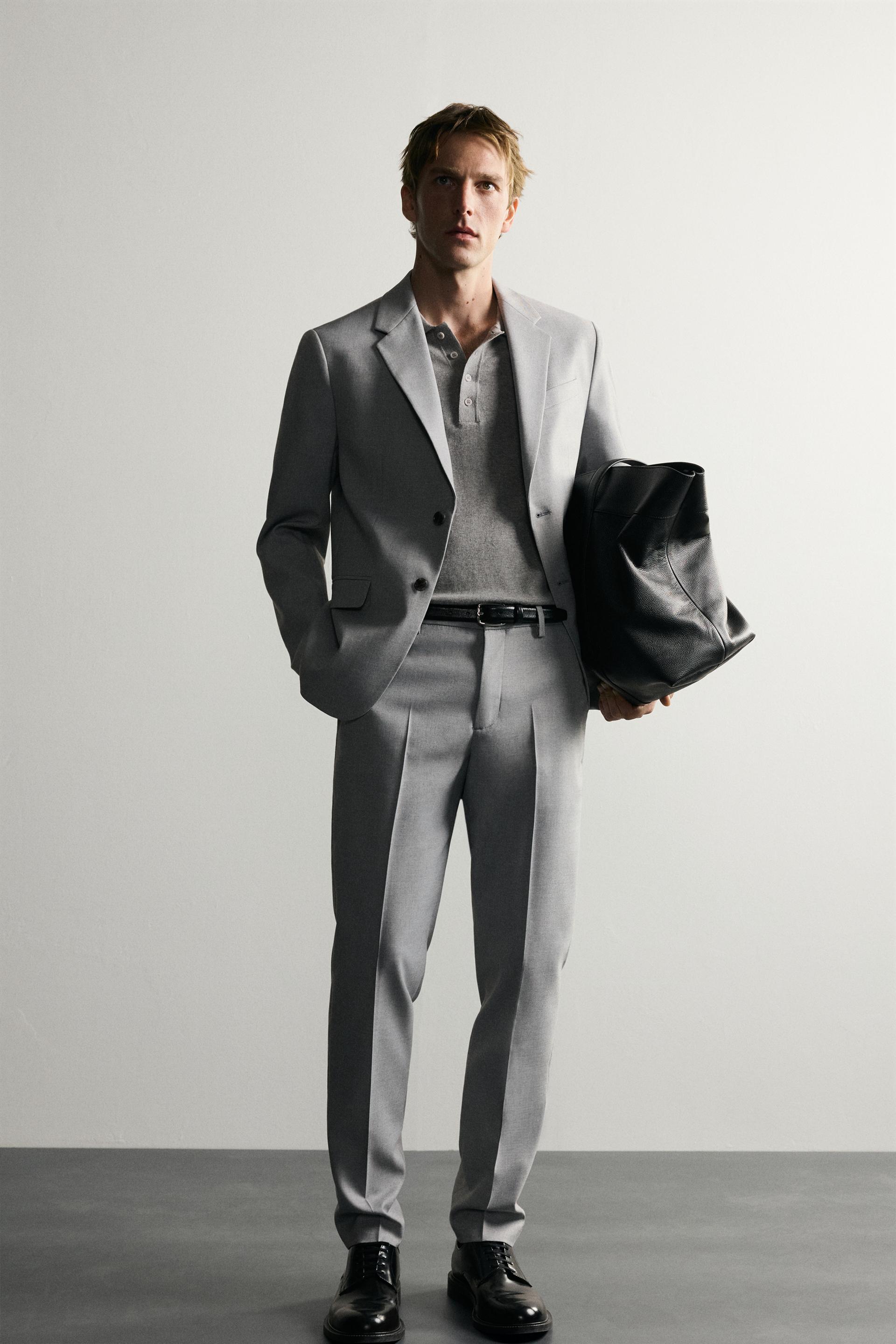 Zara COMFORT SUIT TROUSERS — Grey