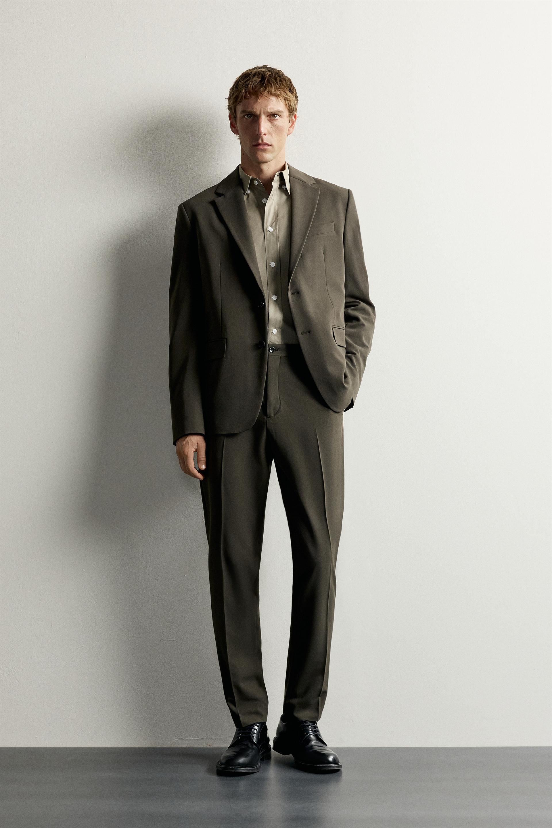 Zara SLIM FIT SUIT PANTS — Hunter