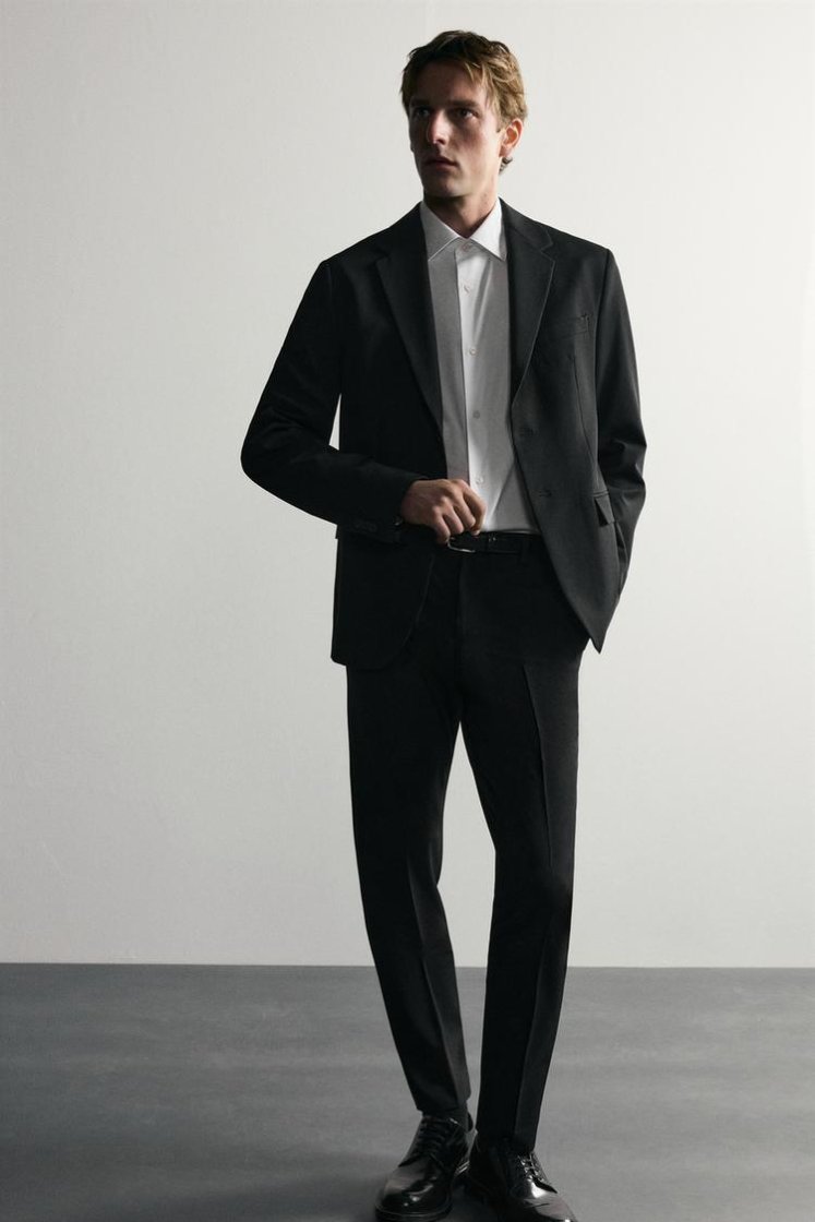 Zara SLIM FIT SUIT PANTS — Black