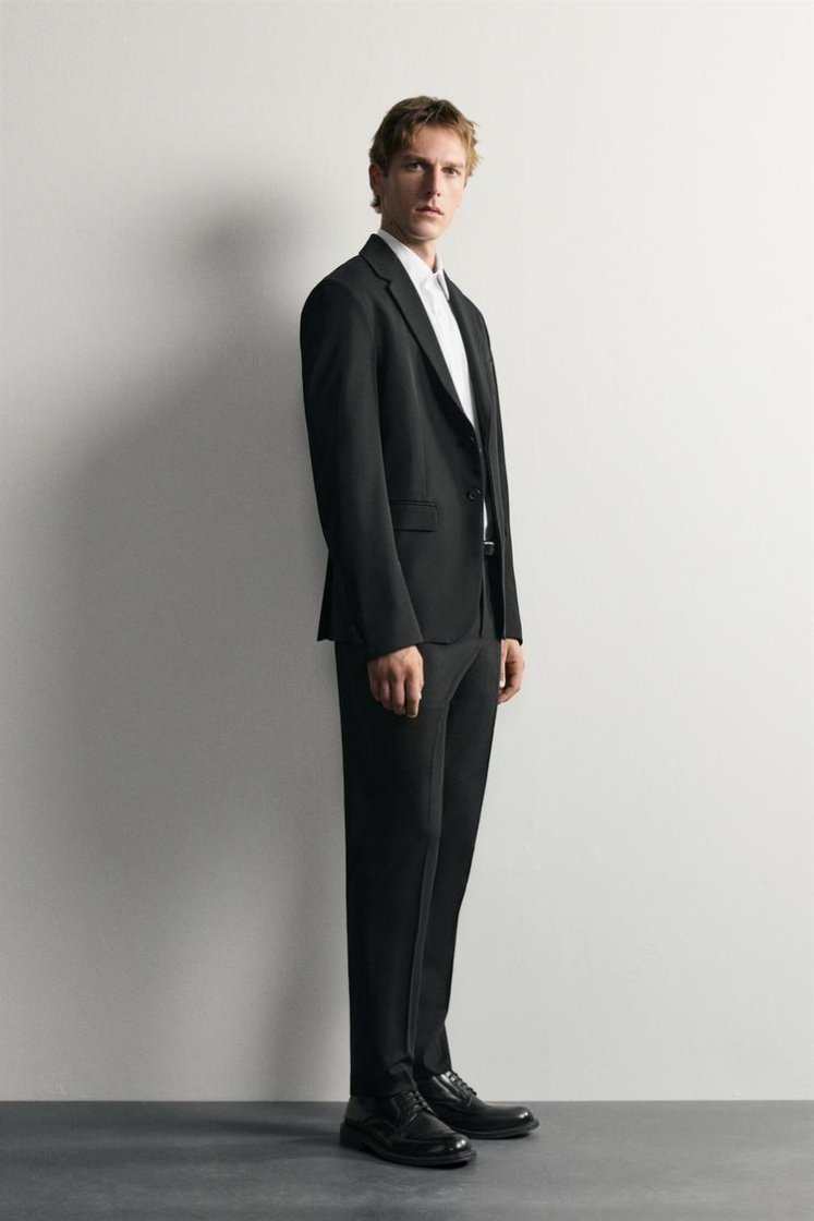 Zara SLIM FIT SUIT PANTS — Black