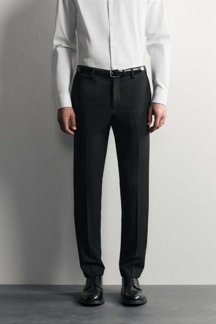 Zara SLIM FIT SUIT PANTS — Black