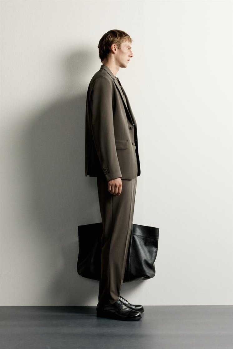 Zara SLIM FIT SUIT PANTS — Chocolate