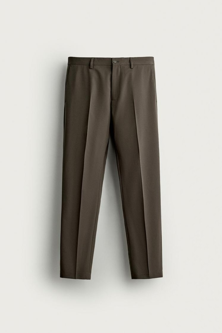 Zara SLIM FIT SUIT PANTS — Chocolate