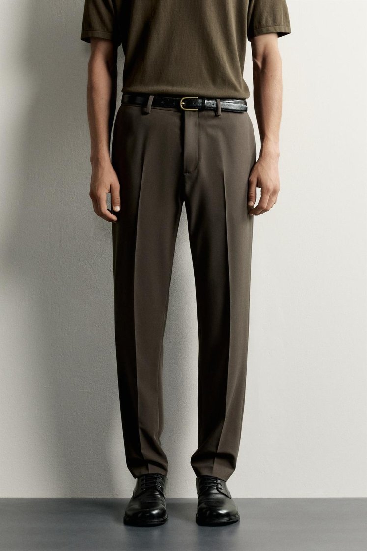 Zara SLIM FIT SUIT PANTS — Chocolate