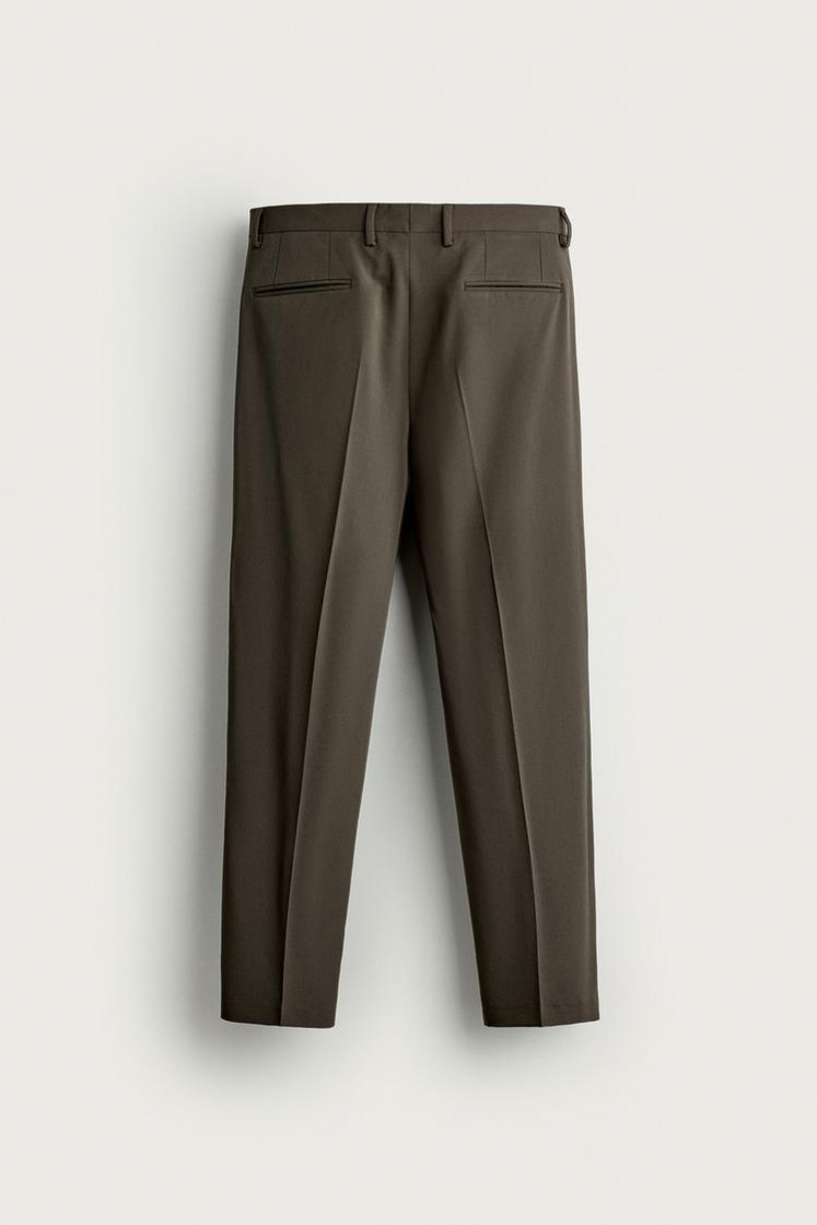 Zara SLIM FIT SUIT PANTS — Chocolate