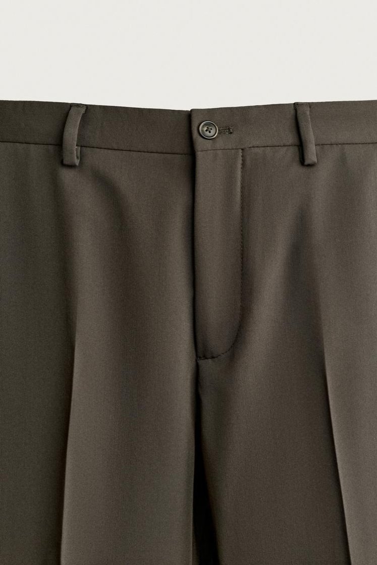 Zara SLIM FIT SUIT PANTS — Chocolate