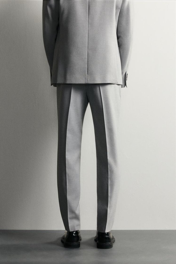 Zara SLIM FIT SUIT PANTS — Grey
