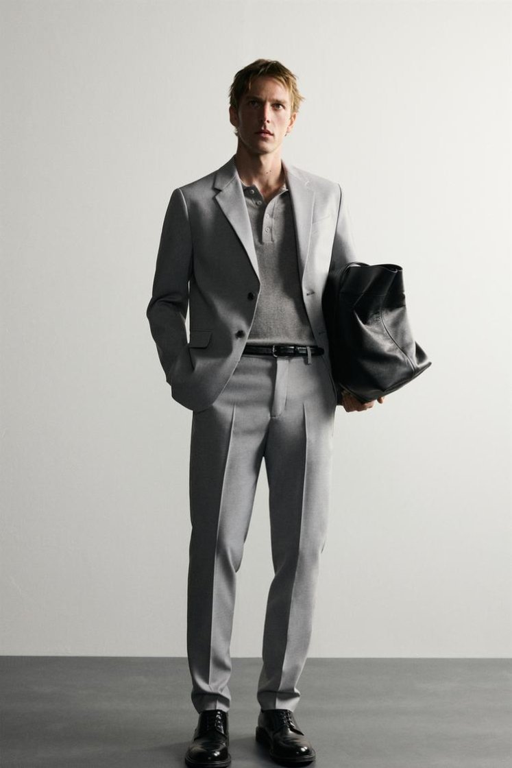 Zara SLIM FIT SUIT PANTS — Grey