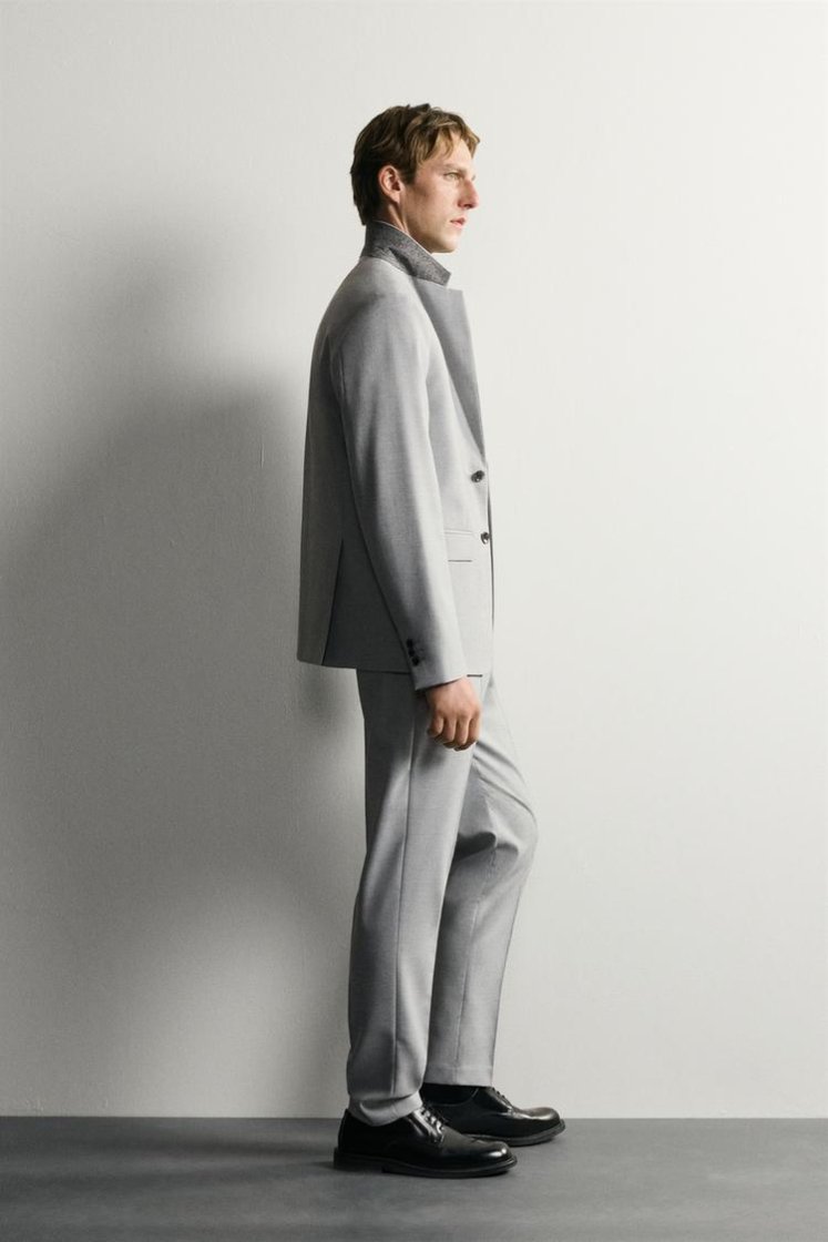 Zara SLIM FIT SUIT PANTS — Grey
