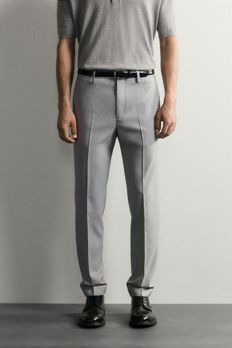 Zara SLIM FIT SUIT PANTS — Grey
