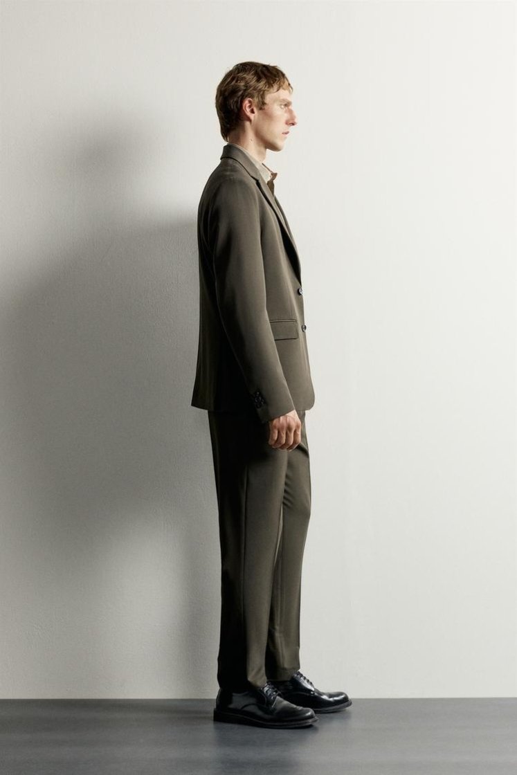 Zara SLIM FIT SUIT PANTS — Hunter