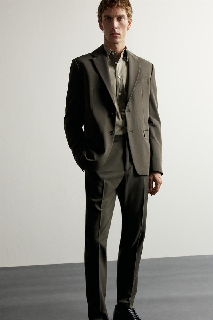 Zara SLIM FIT SUIT PANTS — Hunter