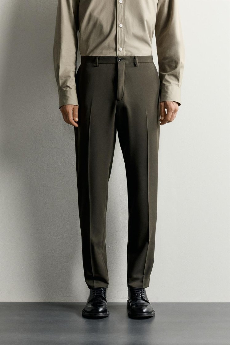 Zara SLIM FIT SUIT PANTS — Hunter
