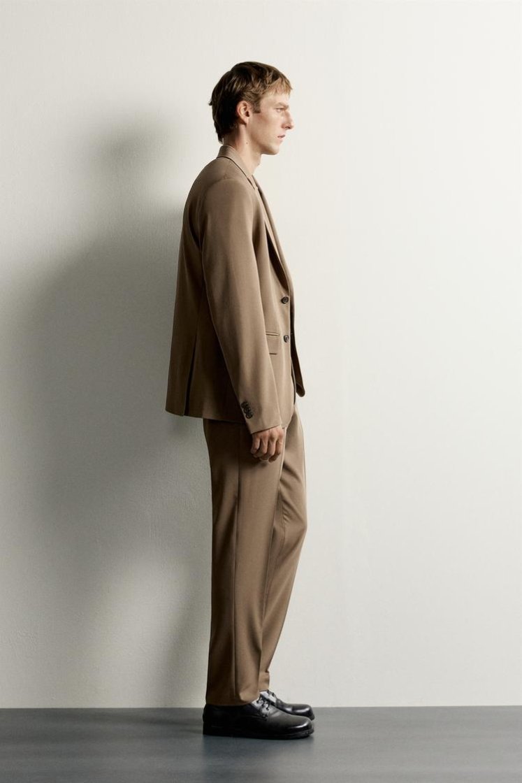 Zara SLIM FIT SUIT PANTS — Khaki
