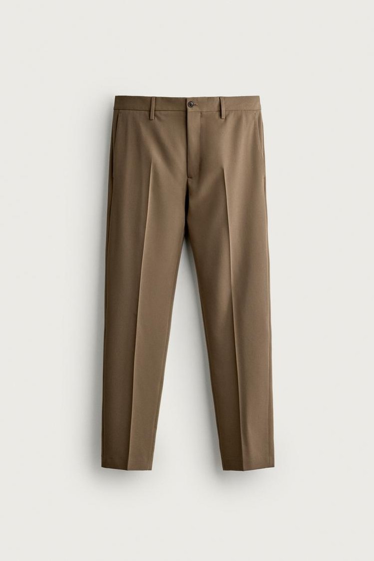 Zara SLIM FIT SUIT PANTS — Khaki