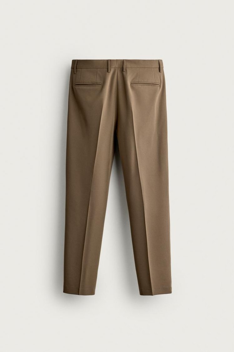 Zara SLIM FIT SUIT PANTS — Khaki