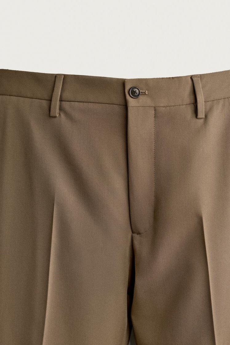 Zara SLIM FIT SUIT PANTS — Khaki