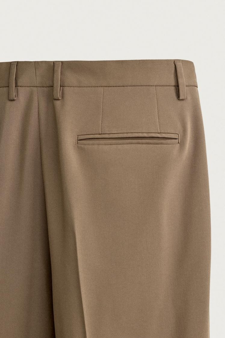 Zara SLIM FIT SUIT PANTS — Khaki