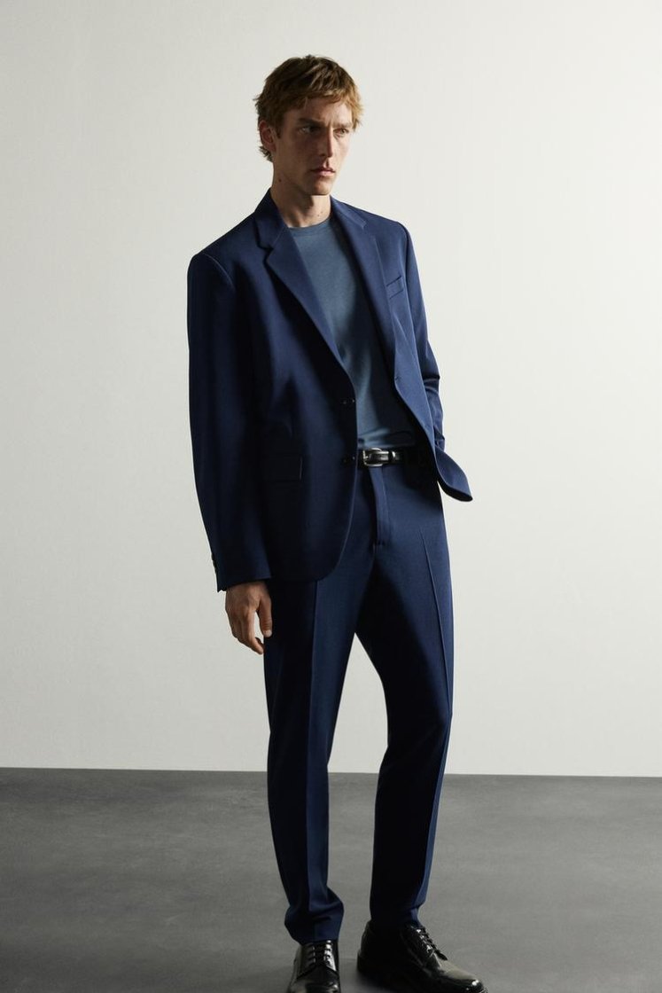 Zara SLIM FIT SUIT PANTS — Midnight