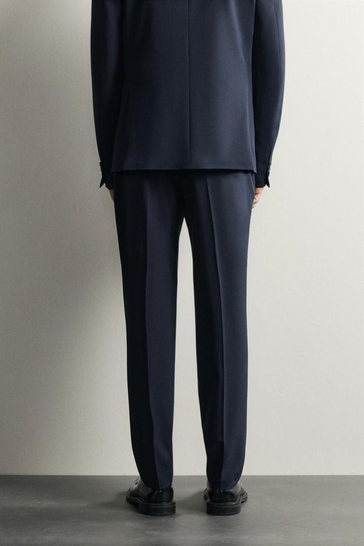 Zara SLIM FIT SUIT PANTS — Navy