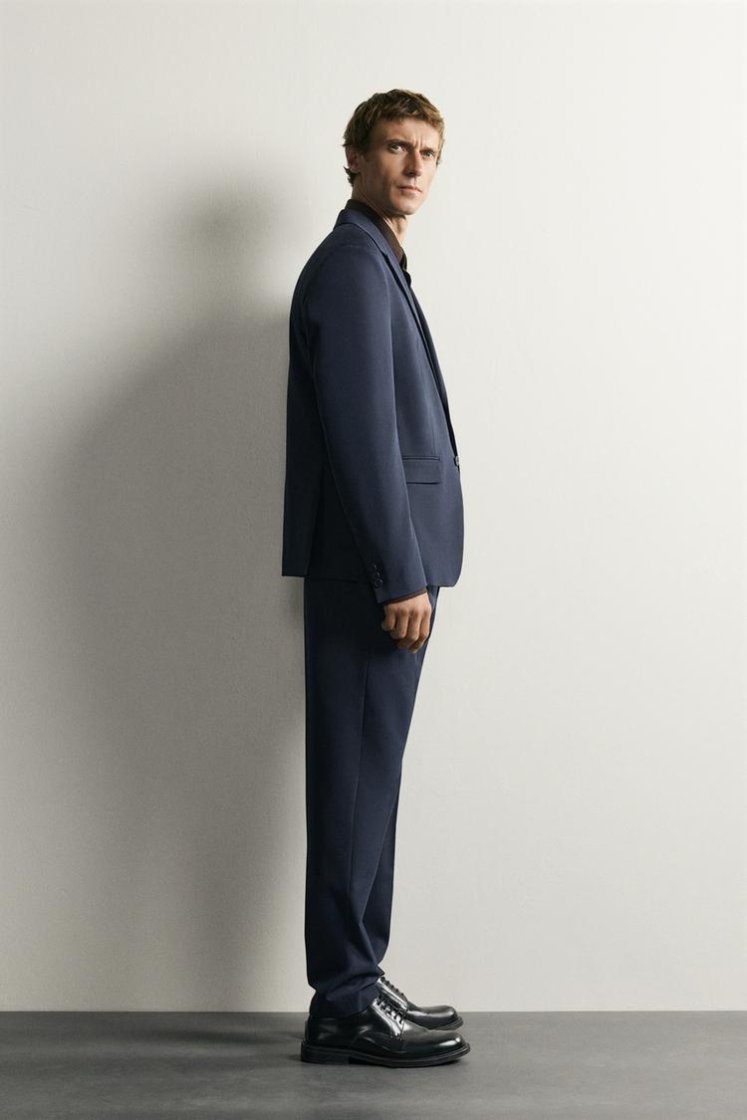 Zara SLIM FIT SUIT PANTS — Navy