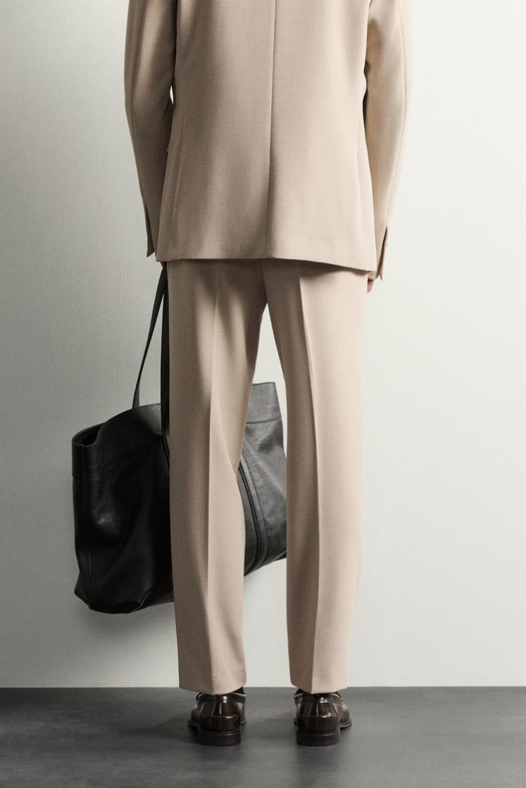 Zara SLIM FIT SUIT PANTS — Sand