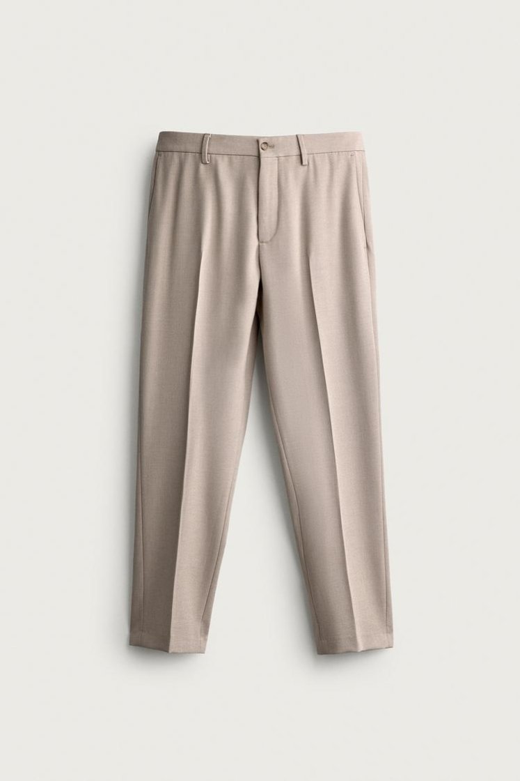 Zara SLIM FIT SUIT PANTS — Sand