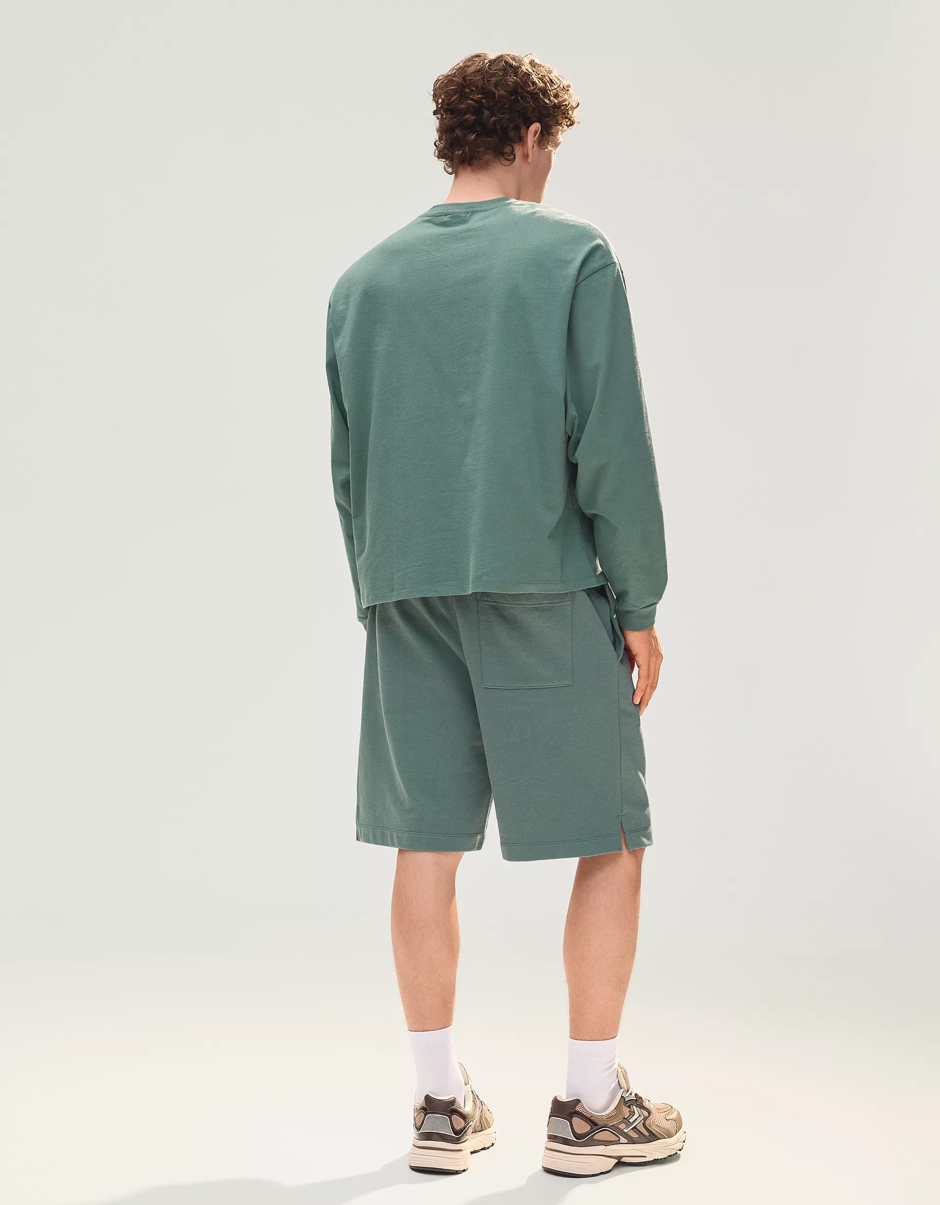 Bershka Plush Bermuda shorts — Turquoise