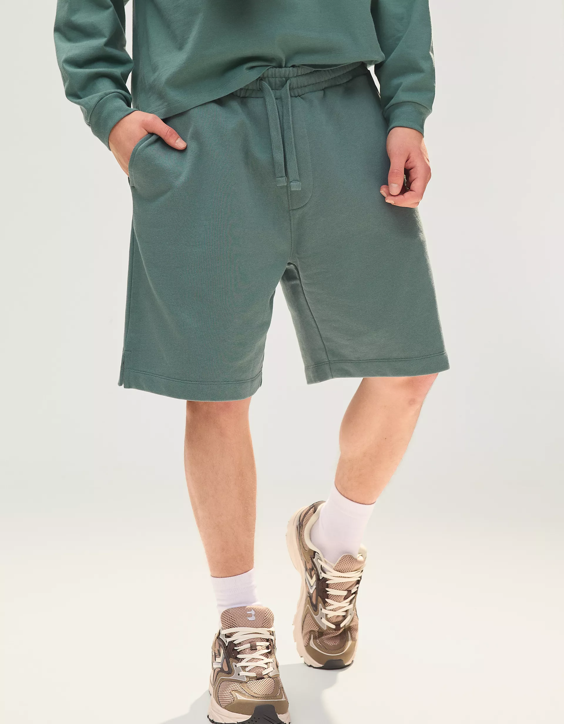 Bershka Plush Bermuda shorts — Turquoise