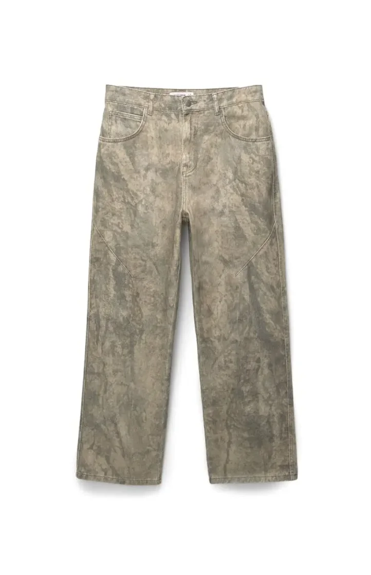 Pull&Bear Washed Effect Wide Leg Jeans — Tan