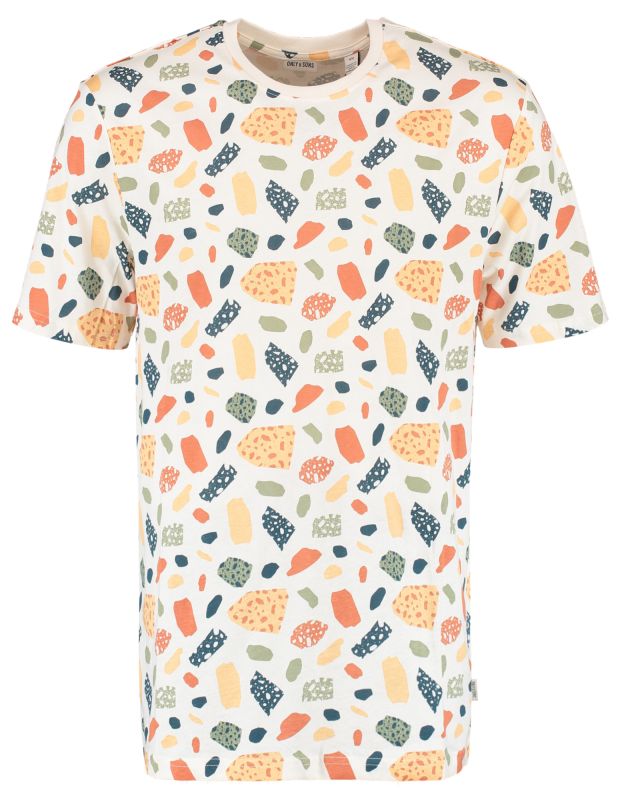 Abstract Pattern Cotton T-Shirt — Cream
