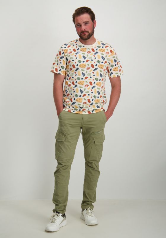 Abstract Pattern Cotton T-Shirt — Cream