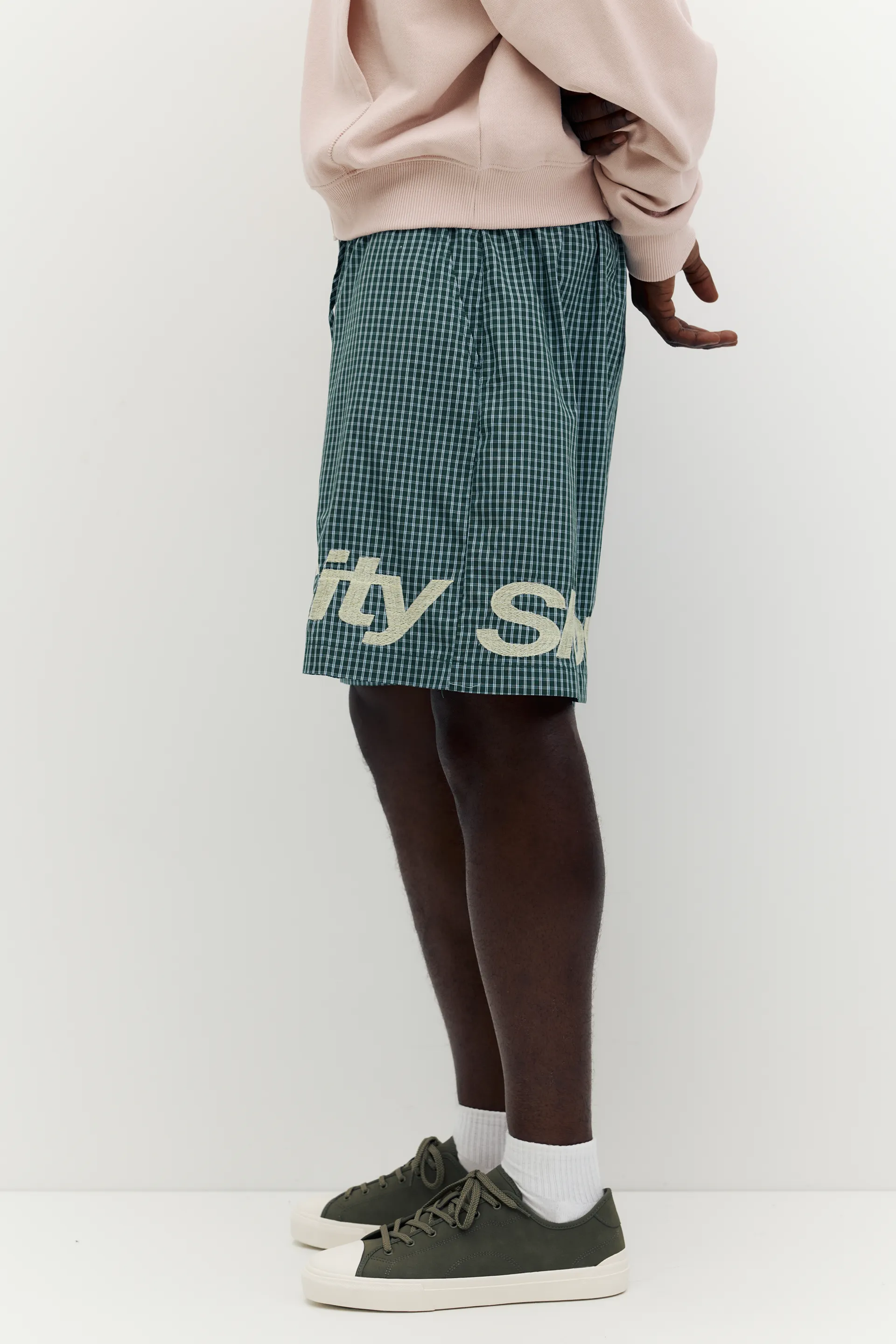 Checked graphic Bermuda shorts — Moss