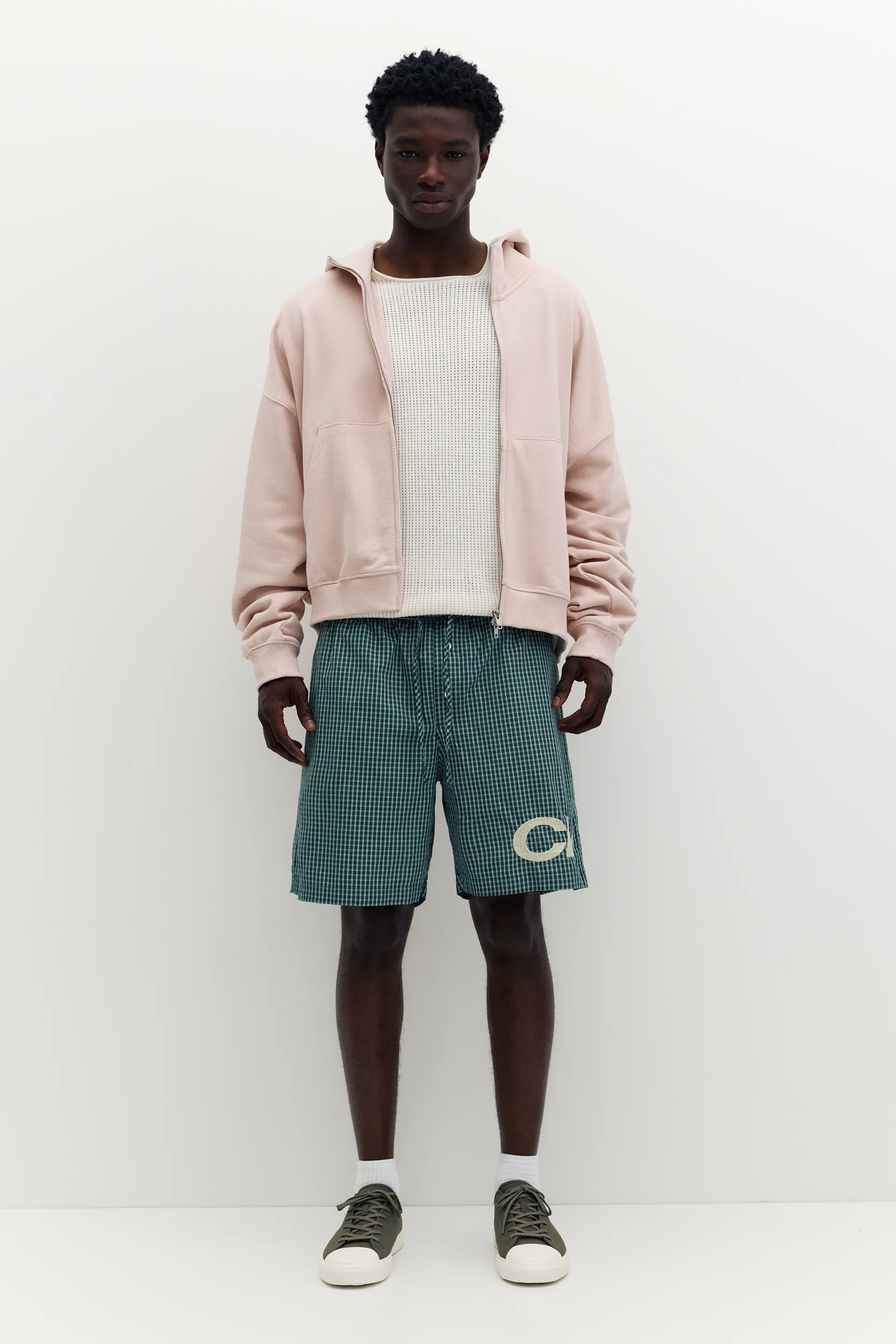 Checked graphic Bermuda shorts — Moss