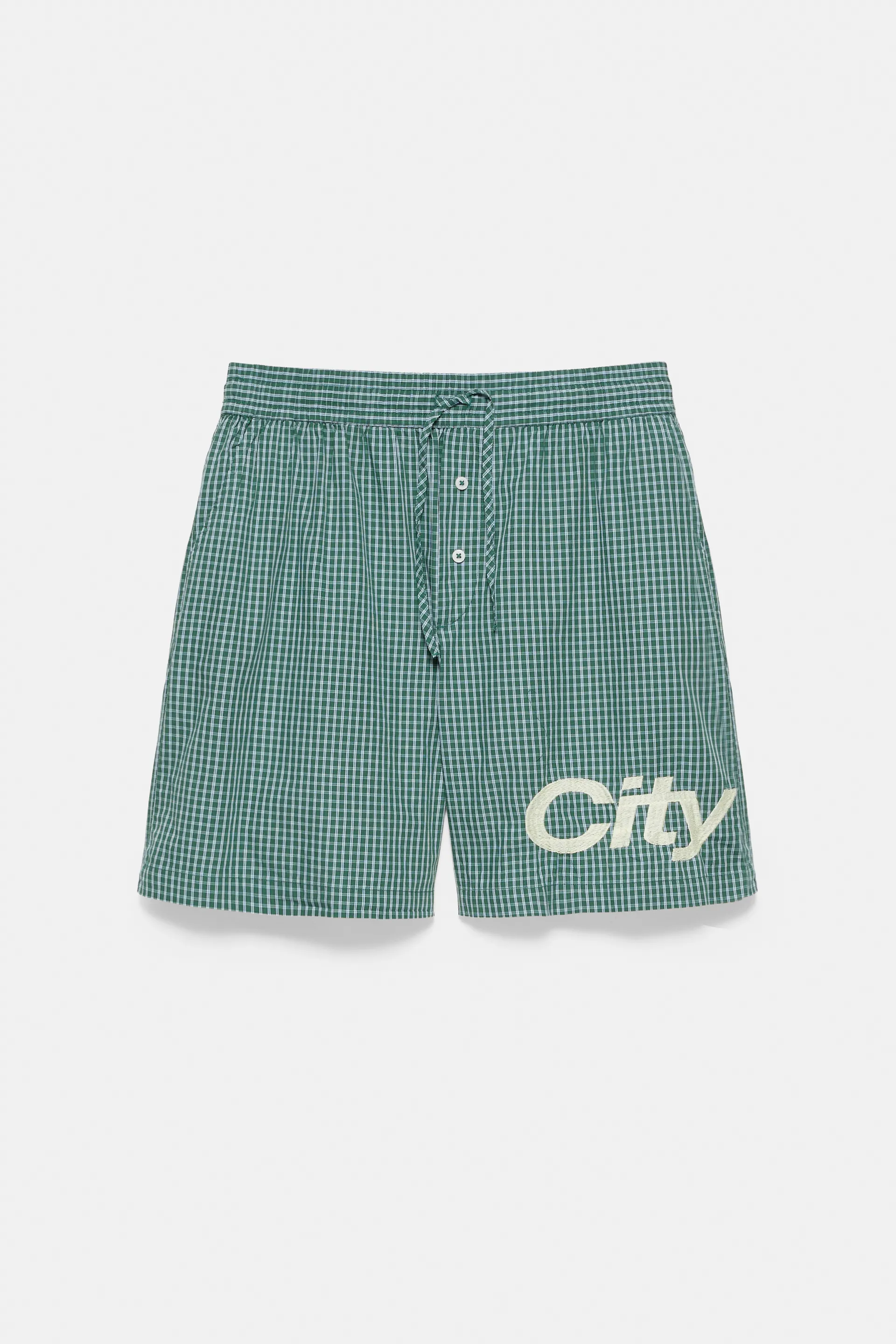 Checked graphic Bermuda shorts — Moss