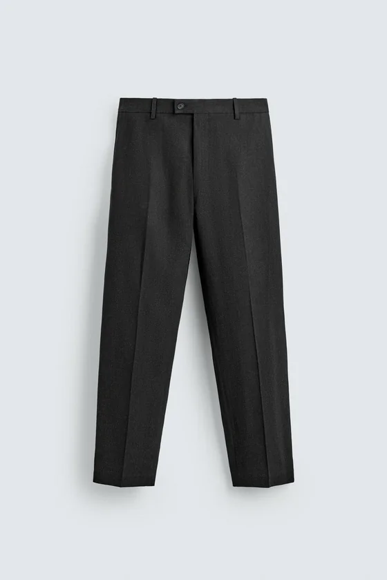 Zara Viscose-Hemp Tailored Trousers — Black