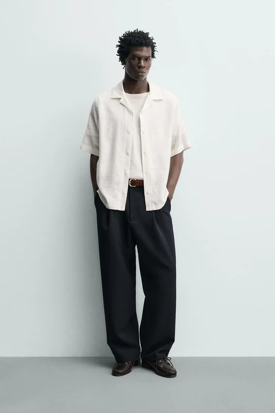 Chemise fluide en lin mélangé