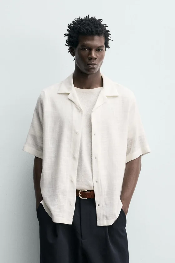 Chemise fluide en lin mélangé