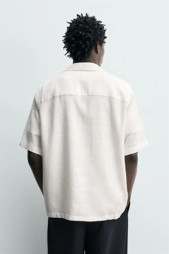 Zara Fluid Linen-Blend Shirt — White