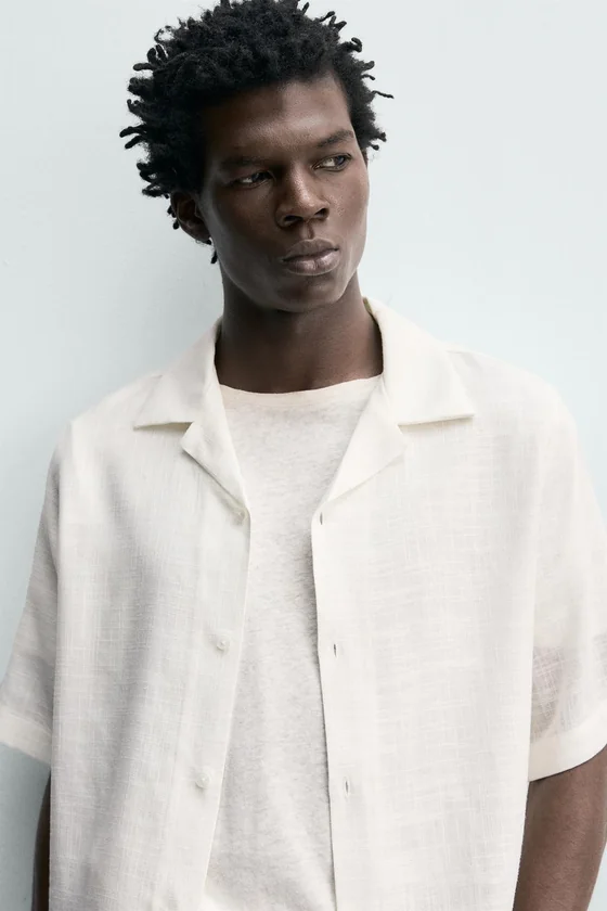 Zara Fluid Linen-Blend Shirt — White