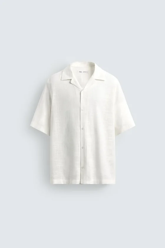 Zara Fluid Linen-Blend Shirt — White