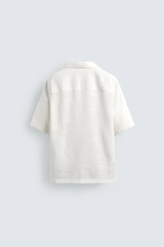 Zara Fluid Linen-Blend Shirt — White