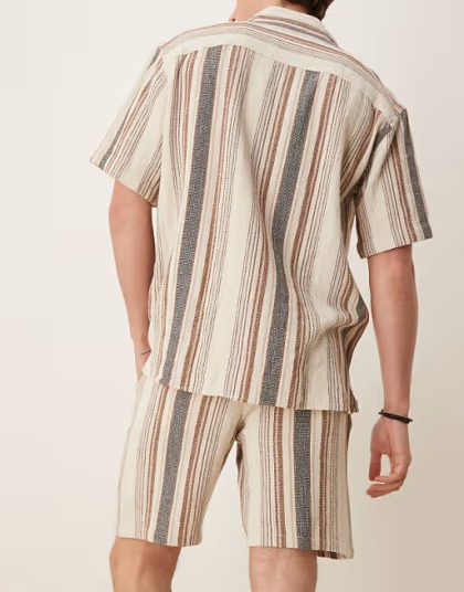 Short Coton Rayé Texturé