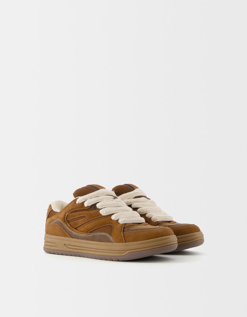 Bershka Monochrome Street Sneakers — Brown