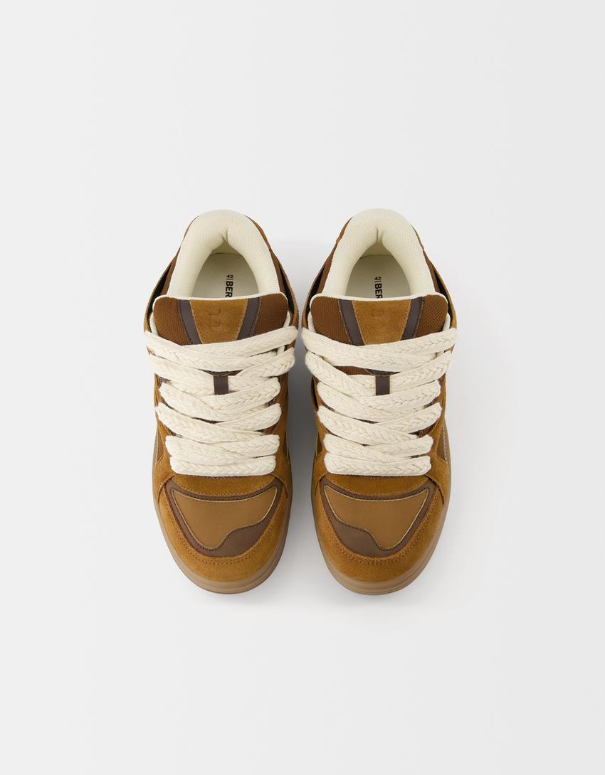 Bershka Monochrome Street Sneakers — Brown