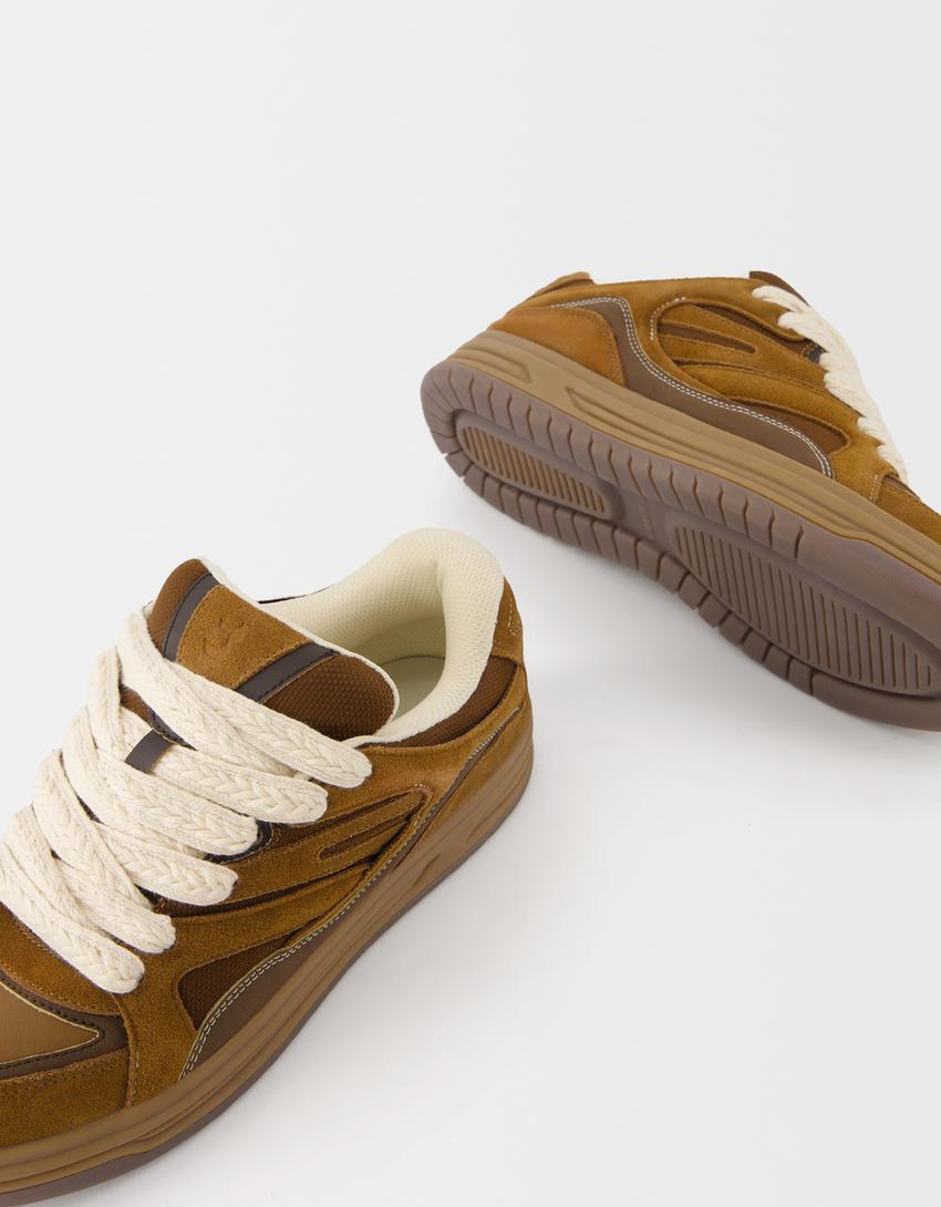 Bershka Monochrome Street Sneakers — Brown