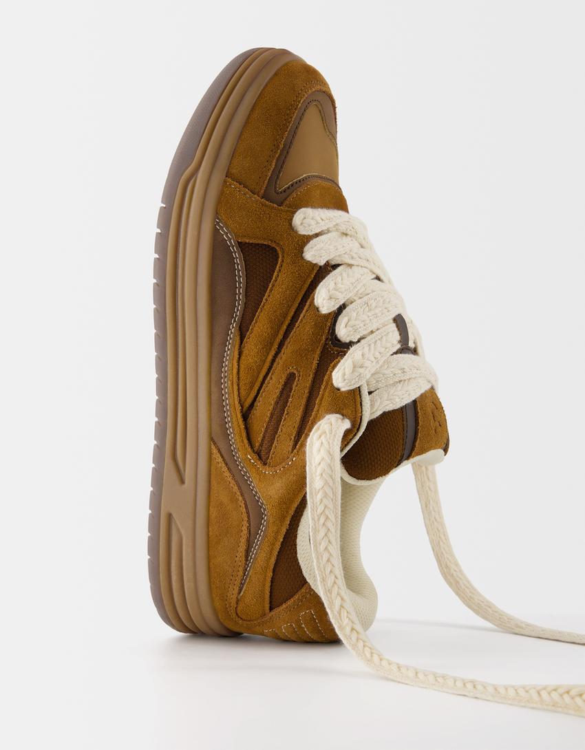 Bershka Monochrome Street Sneakers — Brown