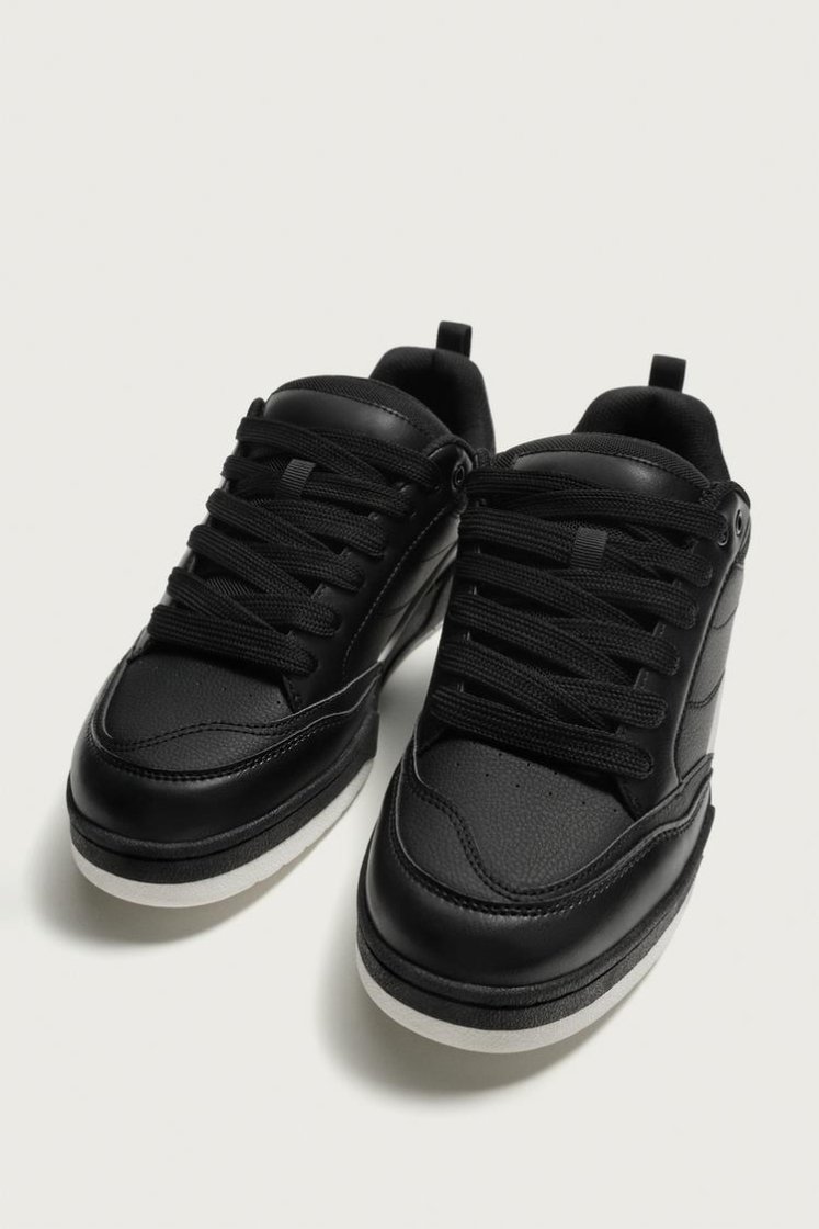 Zara Lace-Up Chunky Trainers — Black