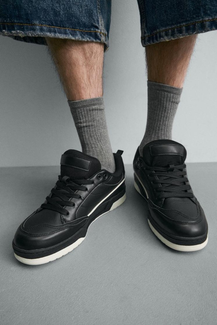 Zara Lace-Up Chunky Trainers — Black